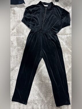Vintage Black Velvet Jumpsuit With Metal Accents Sue Brett Sz 16